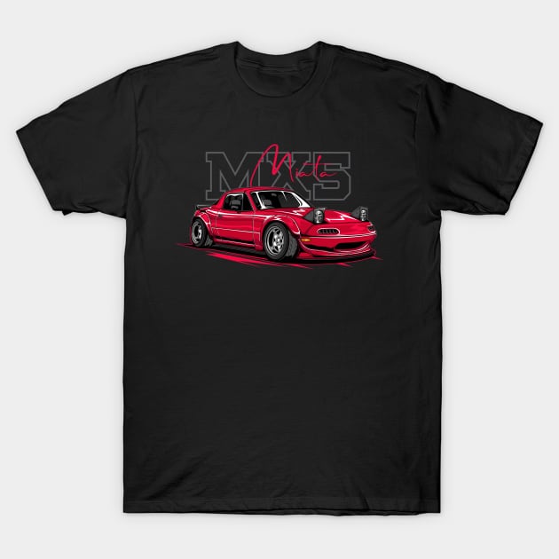 Red Mazda MX5 Miata T-Shirt by cturs